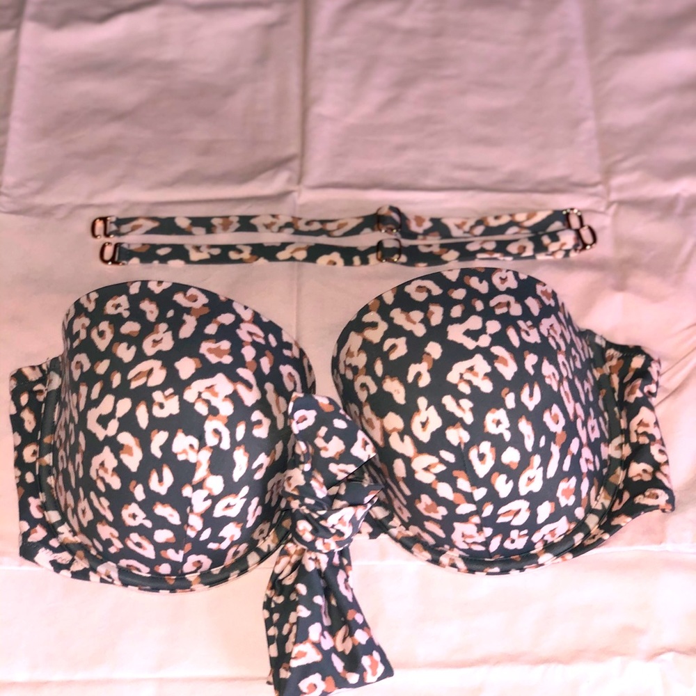 Pink/Grey leopard Bikini Top